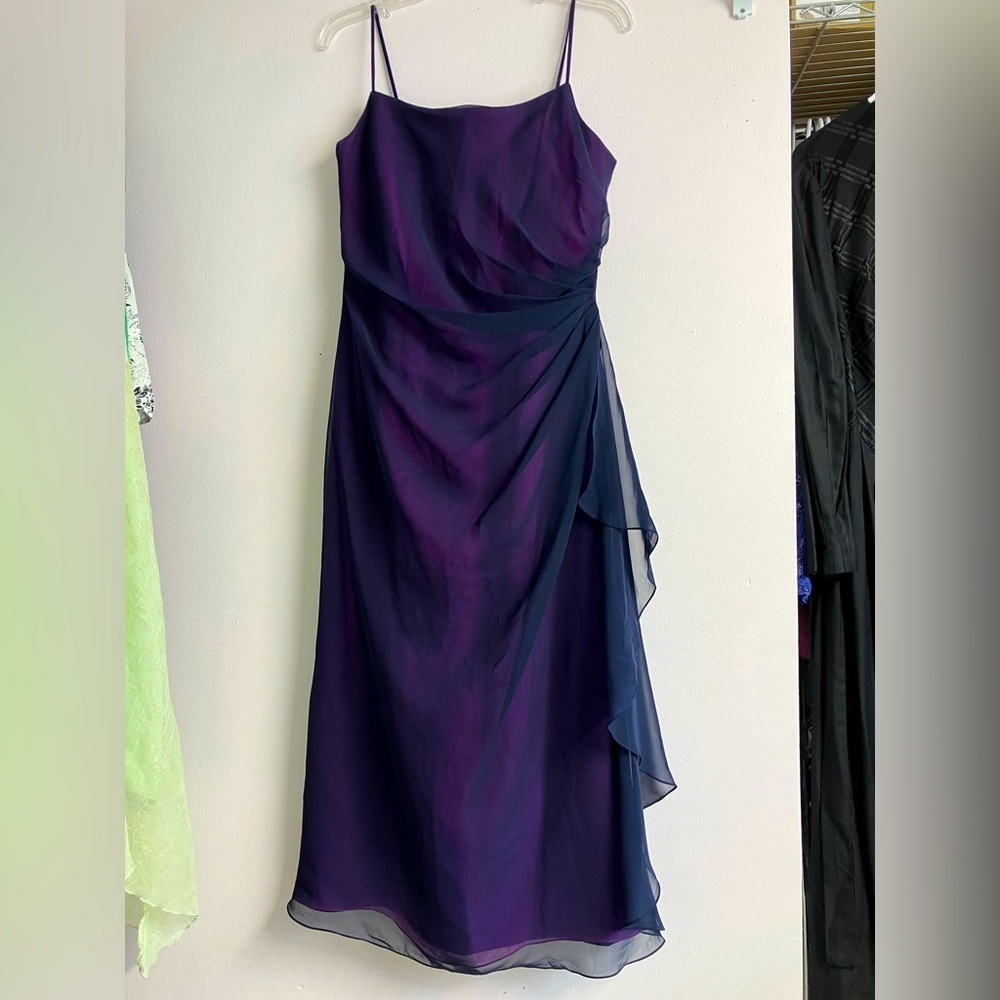 Women’s Formal/Prom Dress/Gown, Size 10, Purple/Blue, Ruched, Maxi, Belsoie